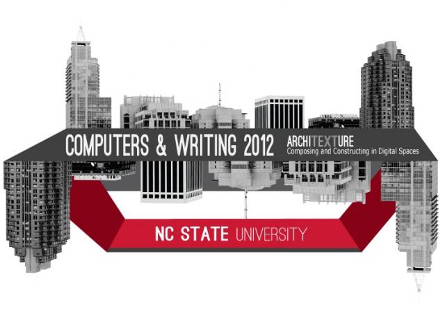Computers and Writing banner featuring a white trophy on a red background, reading "architexture."