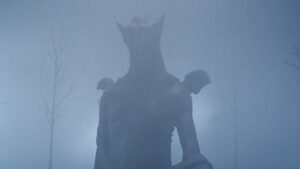 Screencap of a statue in the mist from The Shrine (2010)